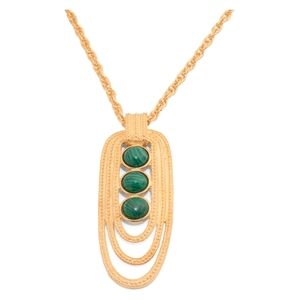 💛🔹️Ben-Amun🔹️ Gold-plated malachite Pendant 31"  Necklace